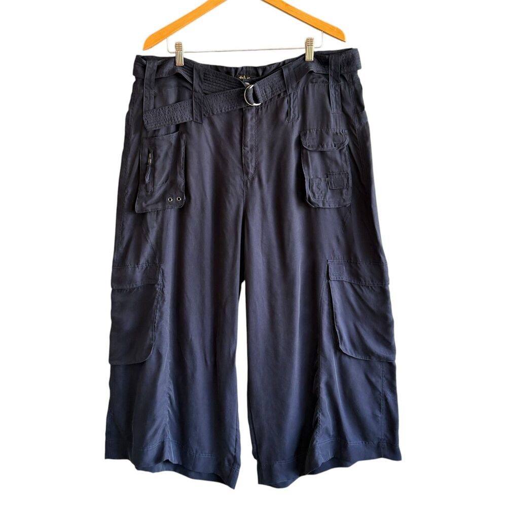 Biya Johnny Was Hailey Cargo Pants Size 14 XL Wide Leg Patch Pockets Cupro Rayon